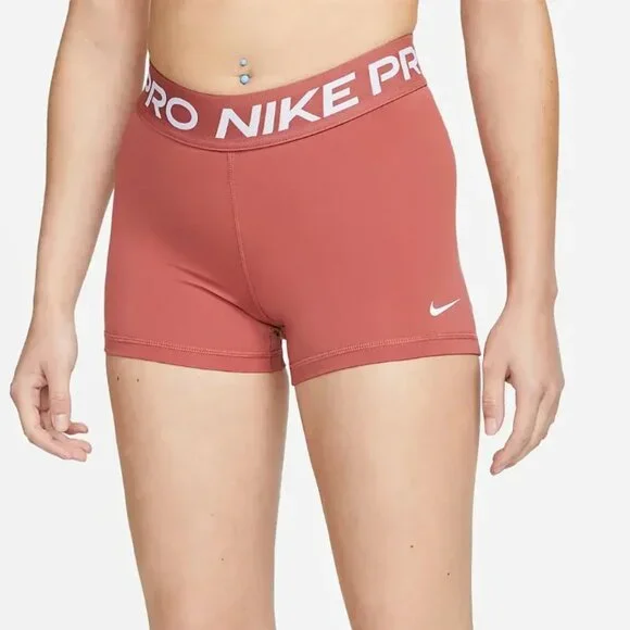 Nike Pro Women's 3" Dri-FIT Training Shorts Canyon Rust CZ9857 - Picture 3 of 5